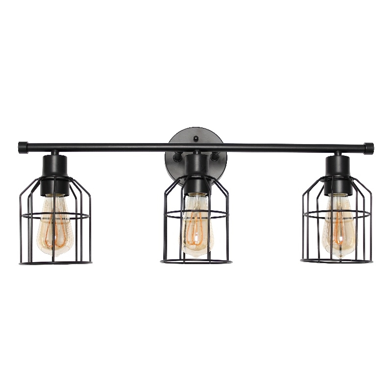 Elegant Designs 3 Light Cage Vanity Light Matte Black