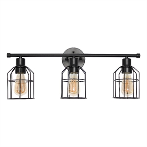 Elegant Designs 3 Light Cage Vanity Light Matte Black