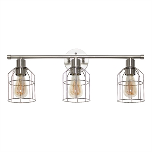 Elegant Designs 3 Light Cage Vanity Light Brushed Nickel