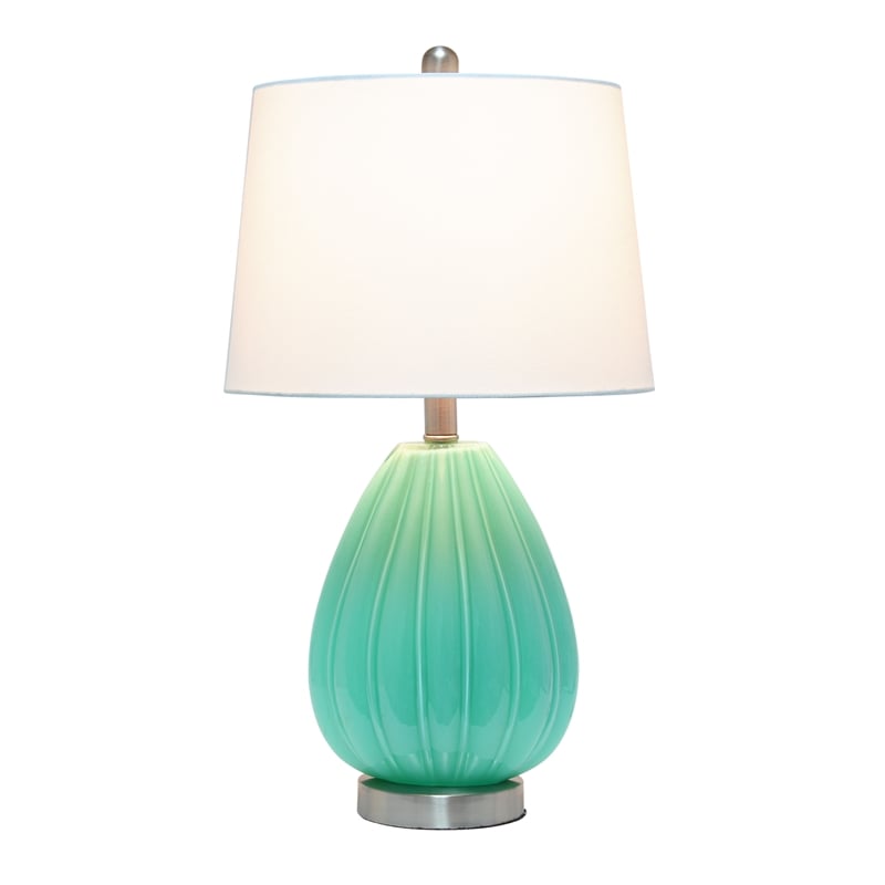 Elegant Designs Creased Table Lamp with Fabric Shade Seafoam