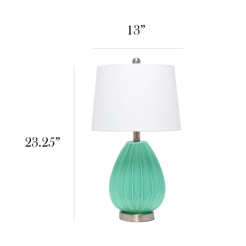 Elegant Designs Creased Table Lamp with Fabric Shade Seafoam