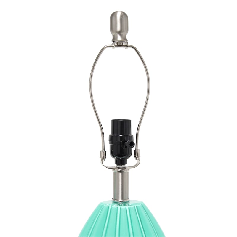 Elegant Designs Creased Table Lamp with Fabric Shade Seafoam