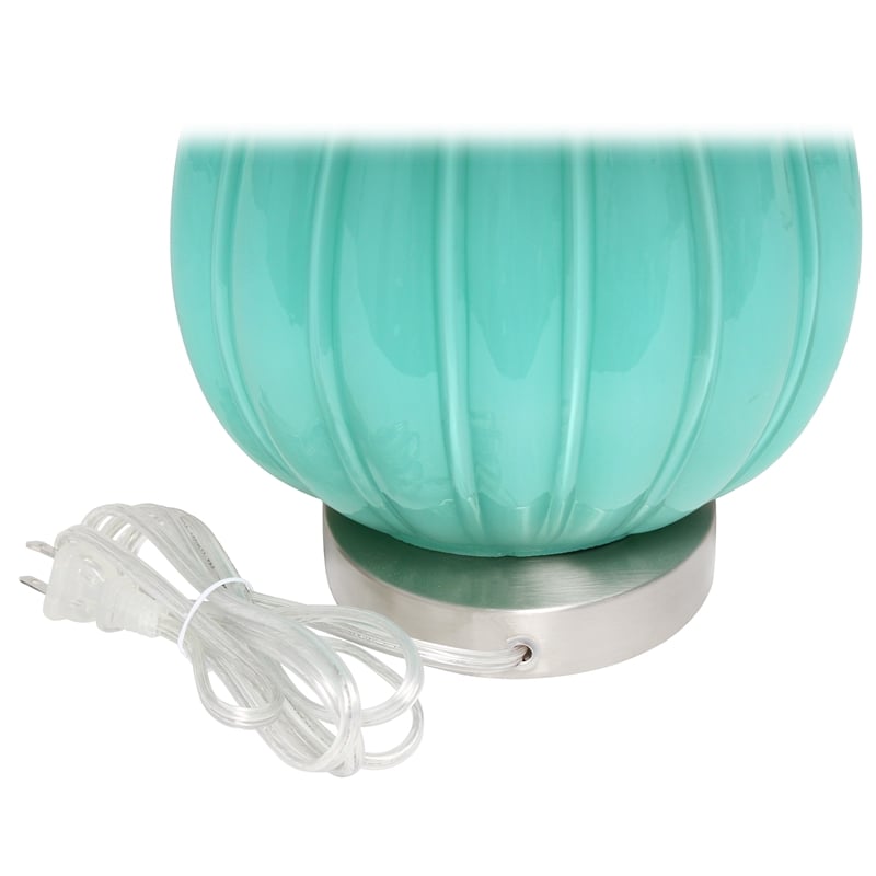 Elegant Designs Creased Table Lamp with Fabric Shade Seafoam