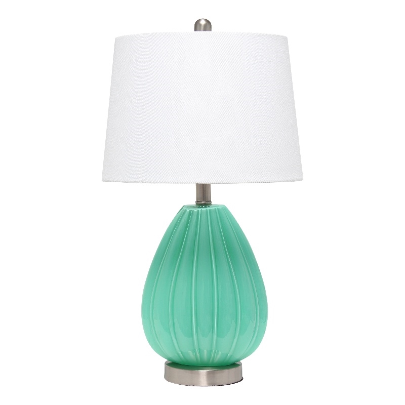 Elegant Designs Creased Table Lamp with Fabric Shade Seafoam