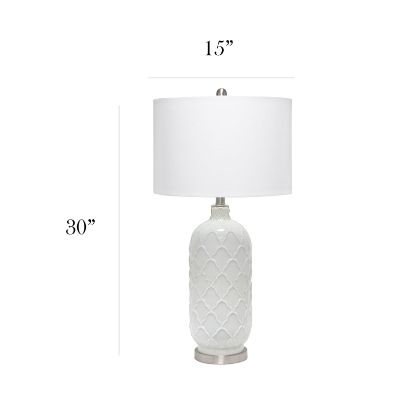 Elegant Designs White and Brushed Nickel Glass Table Lamp