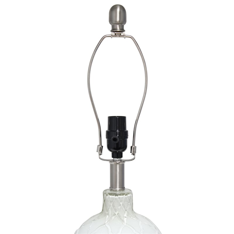 Elegant Designs White and Brushed Nickel Glass Table Lamp