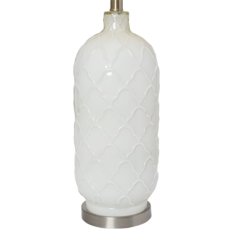 Elegant Designs White and Brushed Nickel Glass Table Lamp