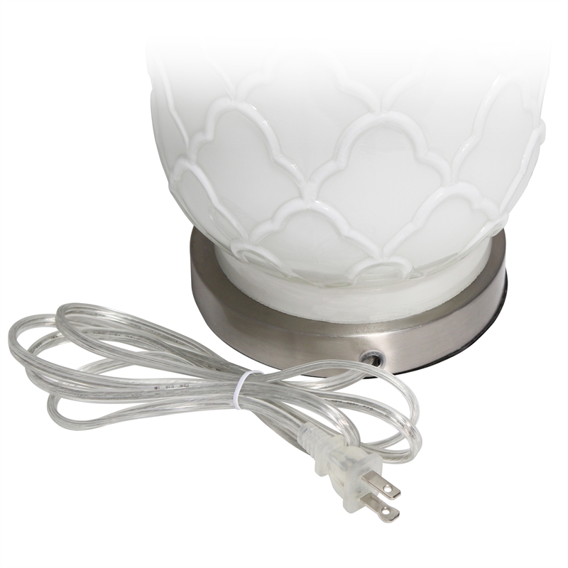 Elegant Designs White and Brushed Nickel Glass Table Lamp