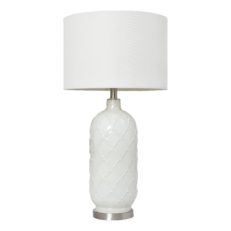 Elegant Designs White and Brushed Nickel Glass Table Lamp