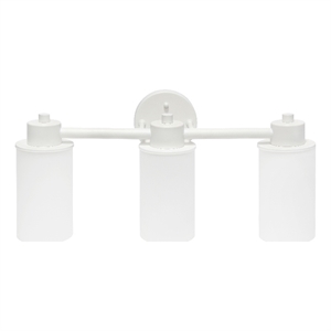 20.75&quot 3Lt Metal and White Cylinder Glass Shades Vanity Fixture White