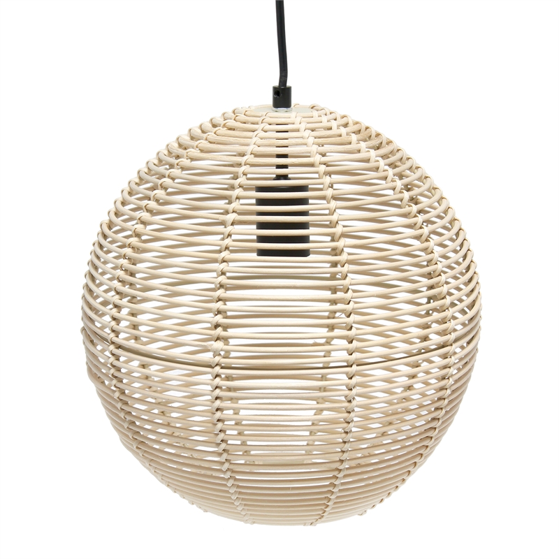 Elegant Designs Natural Tan Wicker Globe Pendant