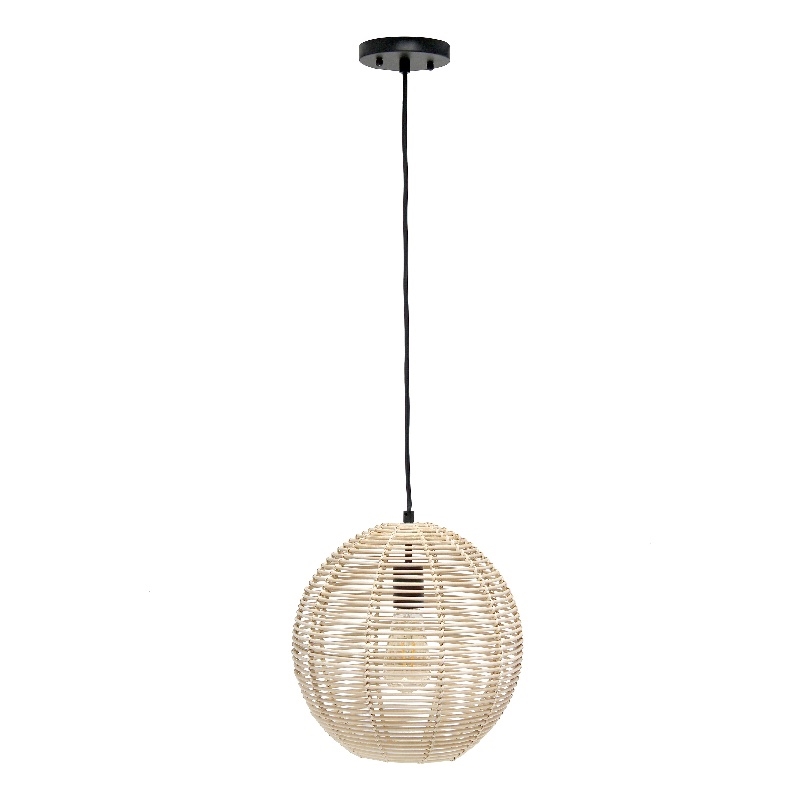 Elegant Designs Natural Tan Wicker Globe Pendant