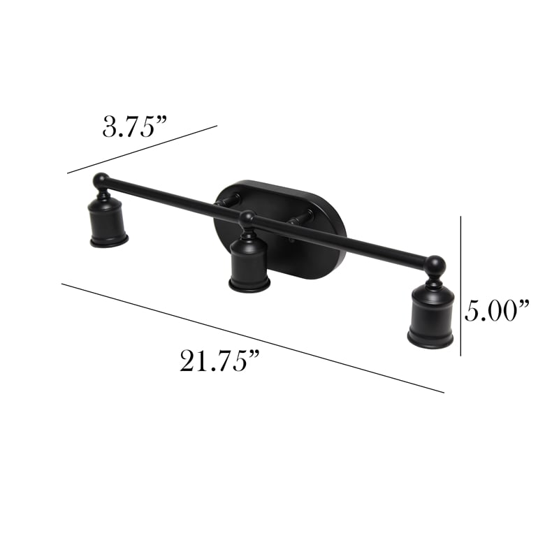 Elegant Designs 3 Light Edison Exposed Bulb Vanity Light Matte Black