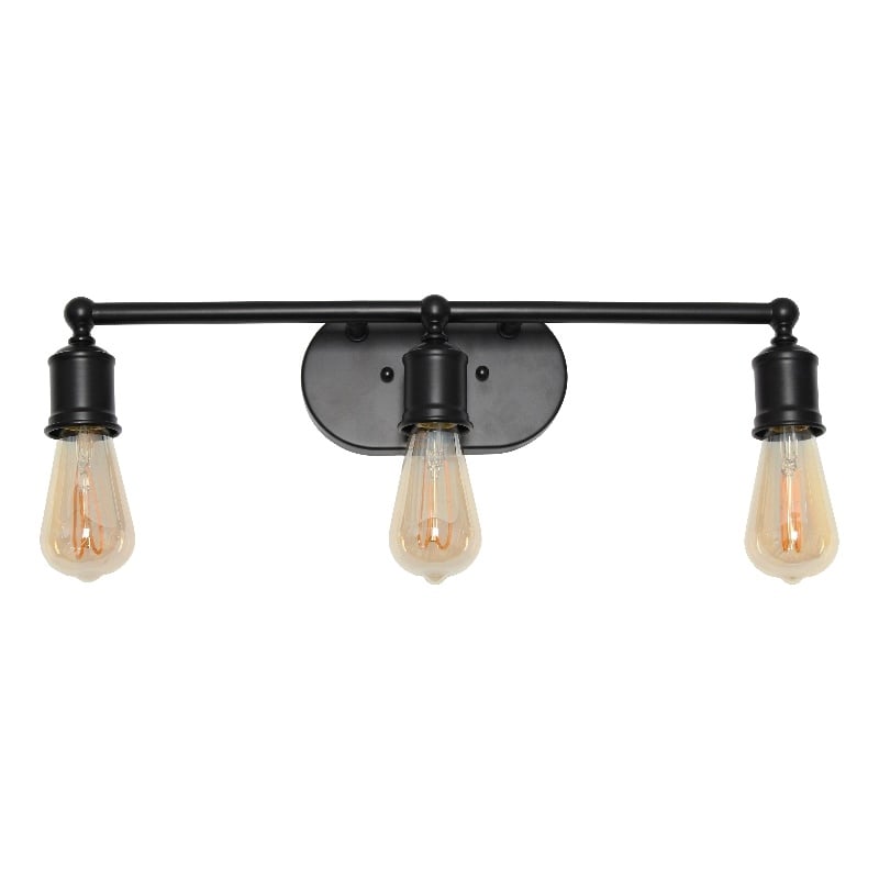 Elegant Designs 3 Light Edison Exposed Bulb Vanity Light Matte Black