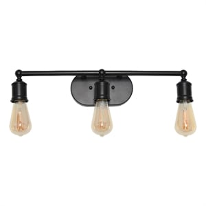 Elegant Designs 3 Light Edison Exposed Bulb Vanity Light Matte Black