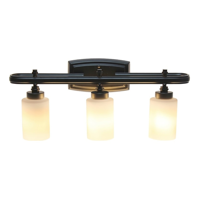 All the Rages Essentix 3-Light Metal Vanity Fixture with Opaque Shade in Black