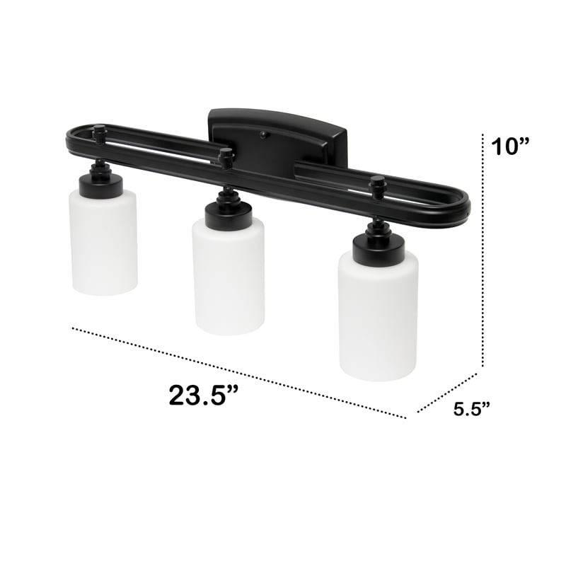 All the Rages Essentix 3-Light Metal Vanity Fixture with Opaque Shade in Black