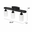All the Rages Essentix 3-Light Metal Vanity Fixture with Opaque Shade in Black