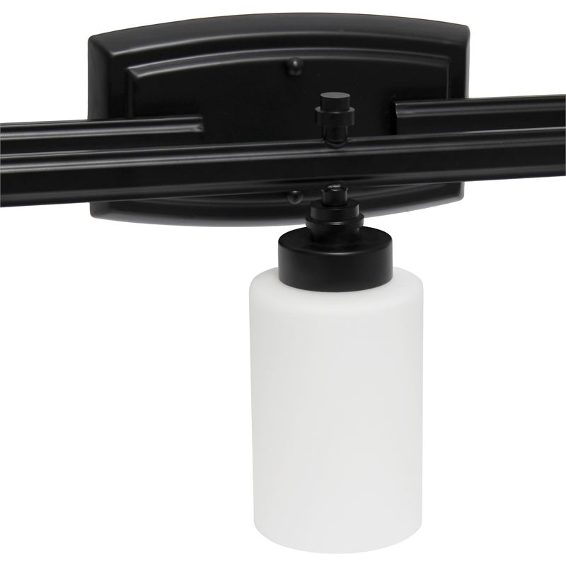 All the Rages Essentix 3-Light Metal Vanity Fixture with Opaque Shade in Black