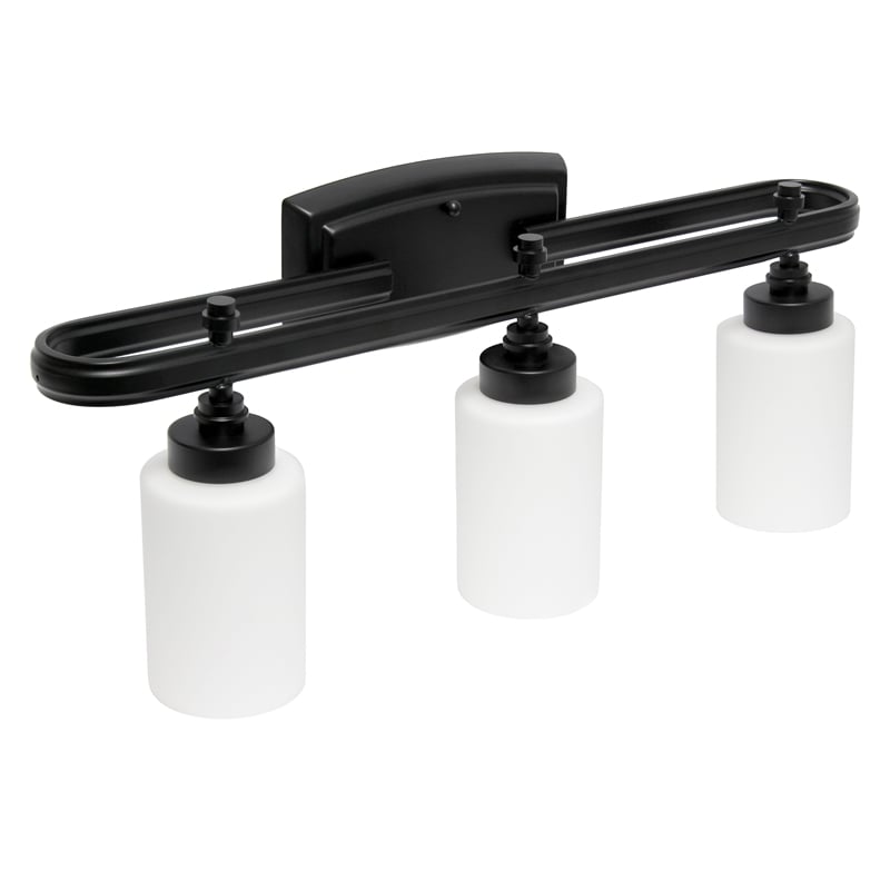 All the Rages Essentix 3-Light Metal Vanity Fixture with Opaque Shade in Black