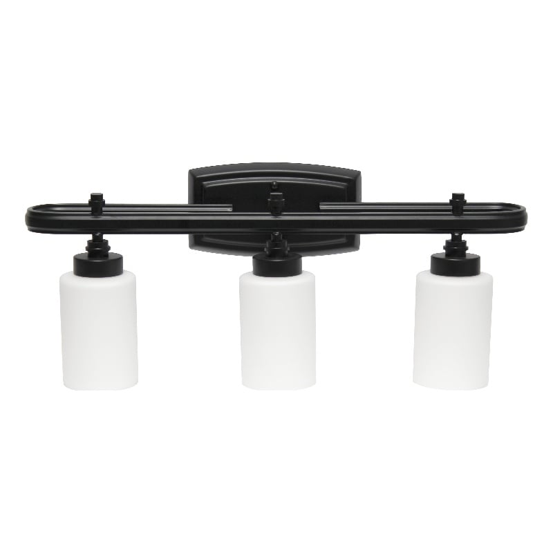 All the Rages Essentix 3-Light Metal Vanity Fixture with Opaque Shade in Black