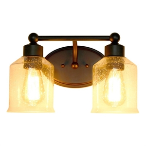All the Rages Studio 2-Light Metal & Glass Vanity Fixture in Black/Clear