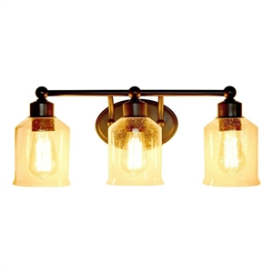 All the Rages Studio 3-Light Metal & Glass Vanity Fixture in Black/Clear