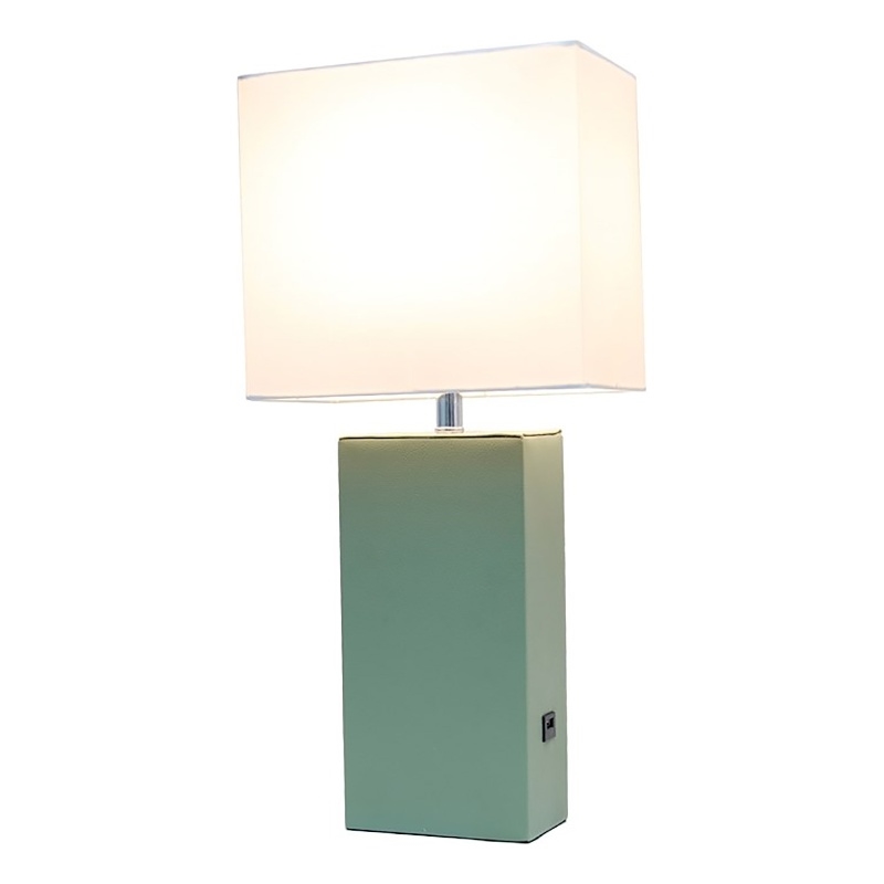 All the Rages Lexington Engineered Wood Table Lamp with USB Port in Green