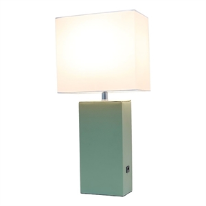 all the rages lexington engineered wood table lamp with usb port in green