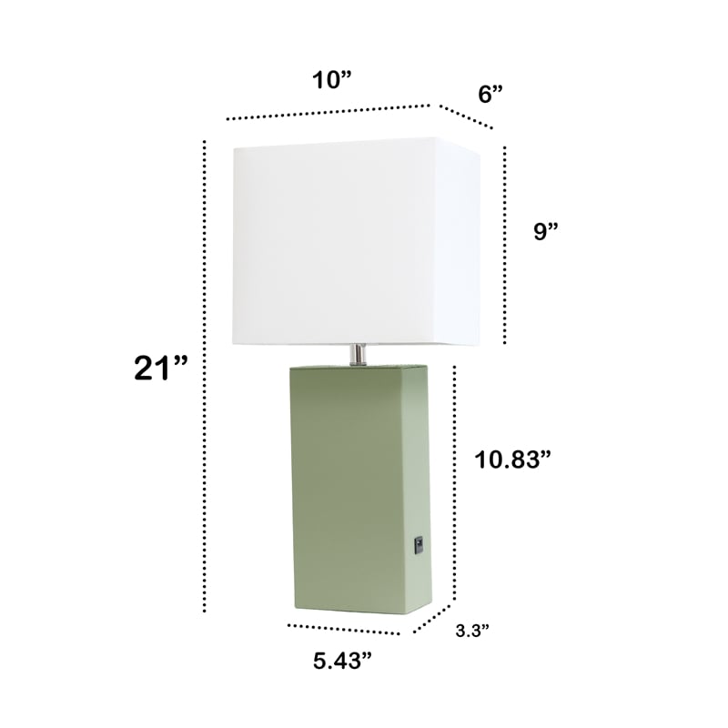 All the Rages Lexington Engineered Wood Table Lamp with USB Port in Green