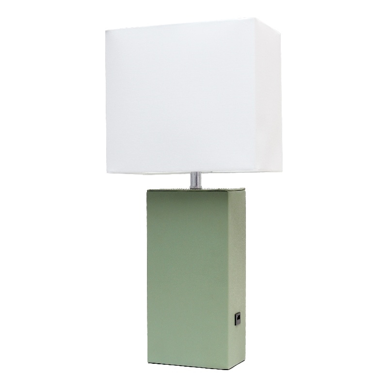 All the Rages Lexington Engineered Wood Table Lamp with USB Port in Green