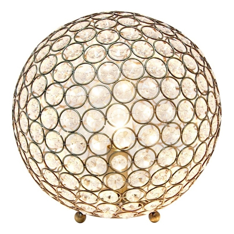 All the Rages Elipse Crystal & Metal Sphere Table Lamp in Antique Brass