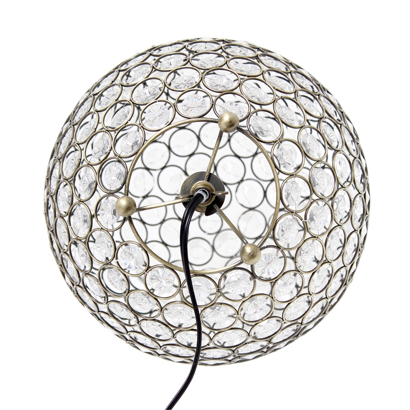 All the Rages Elipse Crystal & Metal Sphere Table Lamp in Antique Brass