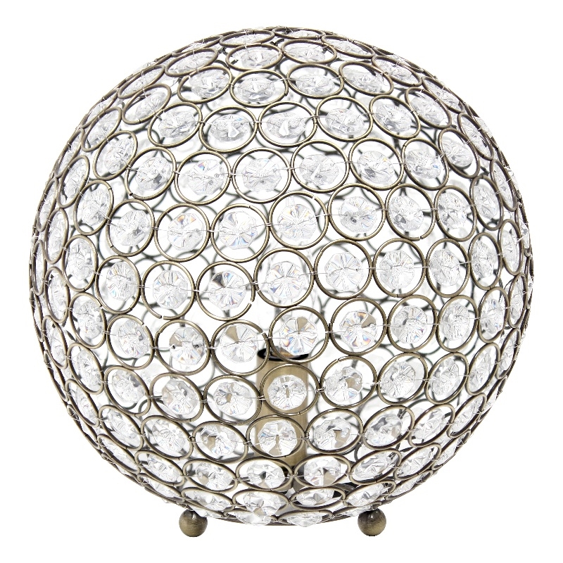 All the Rages Elipse Crystal & Metal Sphere Table Lamp in Antique Brass
