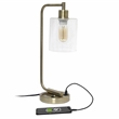 Simple Designs Industrial Iron Lantern Desk Lamp with USB - Antique Brass