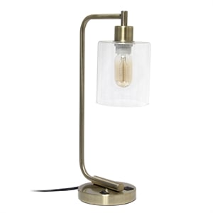 simple designs industrial iron lantern desk lamp with usb - antique brass