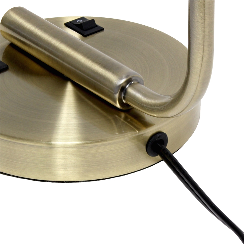 Simple Designs Industrial Iron Lantern Desk Lamp with USB - Antique Brass