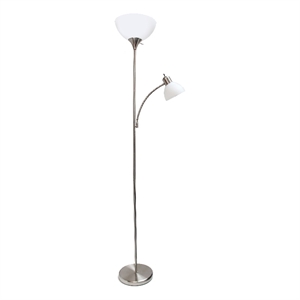 71.5&quot Brushed Nickel Traditional Floor Lamp with Adjustable Reading Light