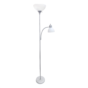 71.5&quot Silver Traditional Floor Lamp with Adjustable Reading Light