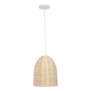 12&quot Natural Beachy Boho Woven Rattan Pendant Light