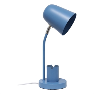 15.75&quot Blue Sleek Essentials Metal Table Desk Lamp Compartment for Office