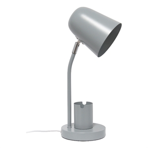 15.75&quot Gray Sleek Essentials Metal Table Desk Lamp Compartment for Office