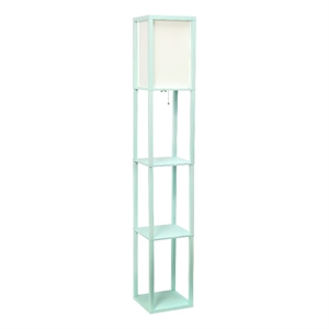 62.5&quot Aqua Three Shelf Etagere Organizer Storage Floor Lamp