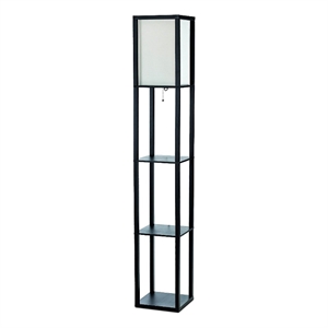 62.5&quot Black Three Shelf Etagere Organizer Storage Floor Lamp