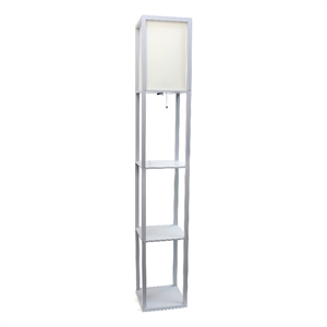 62.5&quot Gray Three Shelf Etagere Organizer Storage Floor Lamp