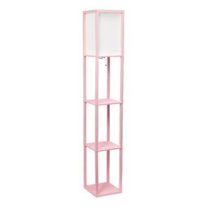 62.5&quot Light Pink Three Shelf Etagere Organizer Storage Floor Lamp