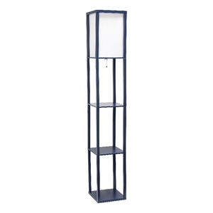 62.5&quot Navy Three Shelf Etagere Organizer Storage Floor Lamp