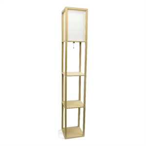 62.5&quot Tan Three Shelf Etagere Organizer Storage Floor Lamp