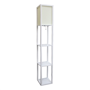 62.5&quot White Three Shelf Etagere Organizer Storage Floor Lamp