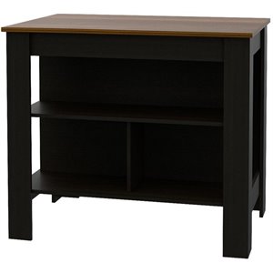 rst brands lindon mdf veneer kitchen island in black with maple top